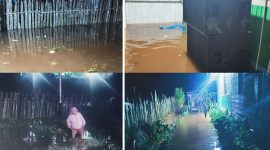 Warga menunjukkan lokasi banjir di Kampung Udagida, Distrik Tigi Timur, Deiyai, akibat luapan Kali Pipa. (Foto: Dok. Warga)