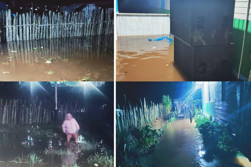 Warga menunjukkan lokasi banjir di Kampung Udagida, Distrik Tigi Timur, Deiyai, akibat luapan Kali Pipa. (Foto: Dok. Warga)