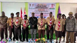 Kwarcab Cabang Deiyai Gelar Sosialisasi Petunjuk Penyelenggaraan Gugus Depan dan UU RI No. 12 Tahun 2010 tentang Gerakan Pramuka di SMP YPK Waghete Deiyai Papua Tengah, Jumat, 18 Juli 2025. Foto Humas. 
