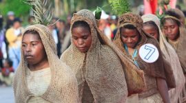 Pelajar Dogiyai saat pentas Budaya di Nabire Papua Tengah. 