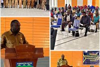 Asisten II Pemkab Deiyai, Mesak Pakage, S.Sos, (tengah, membuka) secara resmi acara Sosialisasi Standar Teknis Penyediaan dan Rehabilitasi Rumah di Aula Sekwan DPRD Deiyai, Selasa (28/10/2025).