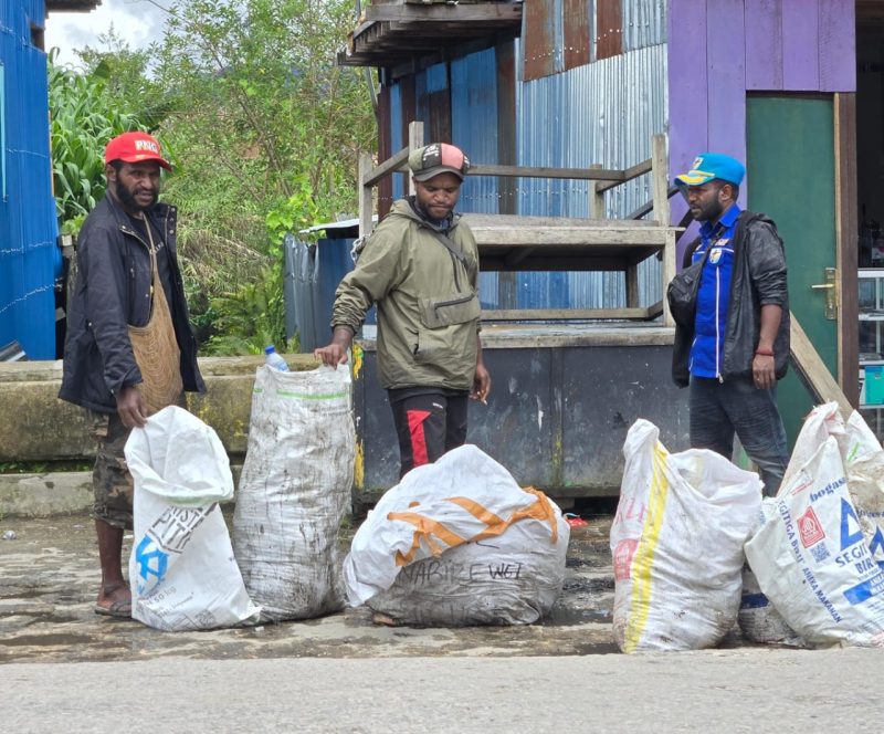 KNPI Deiyai dan Mahasiswa IPMANAPANDODE se-Jawa Bali bersinergi dalam Gerakan Bersih Sampah di Kota Waghete hari ini.