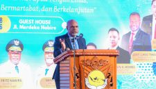 Wakil Gubernur Papua Tengah, Deinas Geley, saat menghadiri pelantikan BPD HIPMI Papua Tengah periode 2026-2029 di Nabire (7/2).