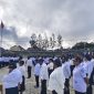 Suasana Apel berlangsung di halaman kantor bupati peserta CPNS Formasi 2024, THK2 dan P3K saat mengikuti arahan bupati, Senin, 20/7/2026.