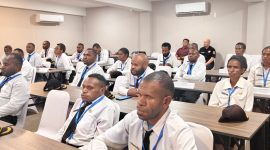 Suasana pelaksanaan Diklat Pembentukan Jabatan Fungsional Auditor Ahli Pertama bagi 25 peserta Orang Asli Papua (OAP) asal Kabupaten Deiyai di Hotel Carmel, Nabire, Papua Tengah. 